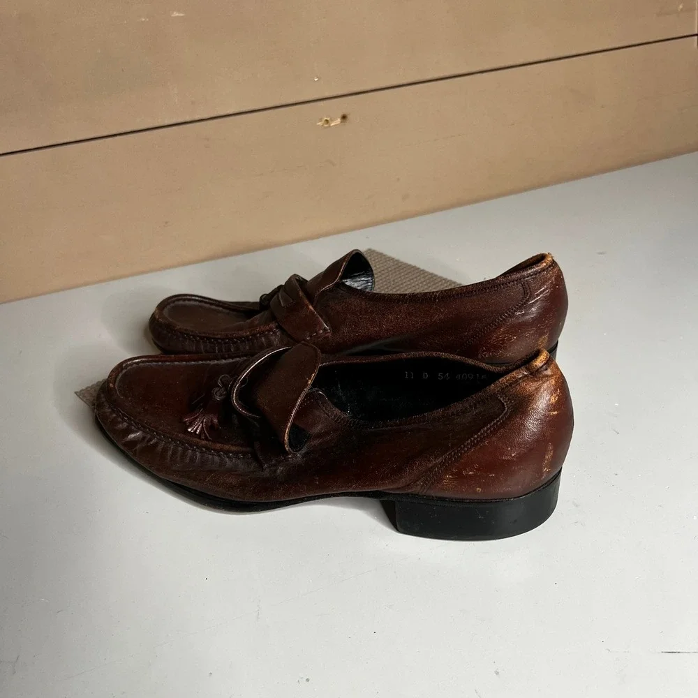 Florsheim Imperial Mens Brown Leather Tassel Loafers 11 D 40916 Dress Shoes
